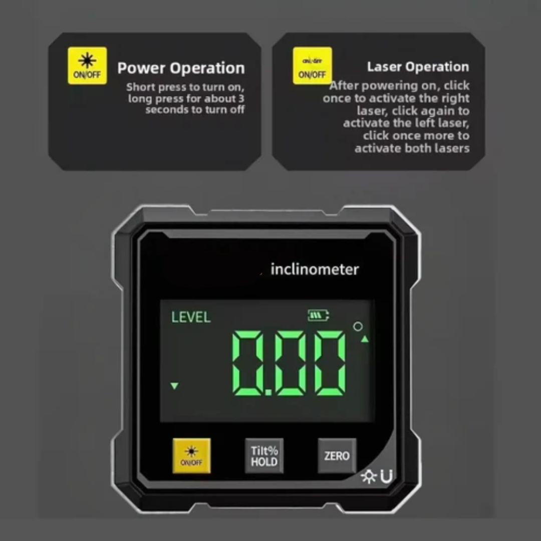 Globetrek° DigitalInclinometer: Digitalt Magnetiskt Sidor Laserlutningsmätare